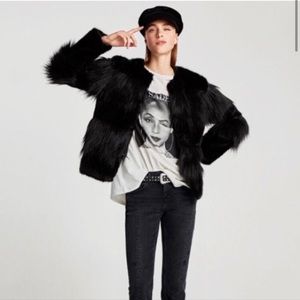 Zara black fur jacket